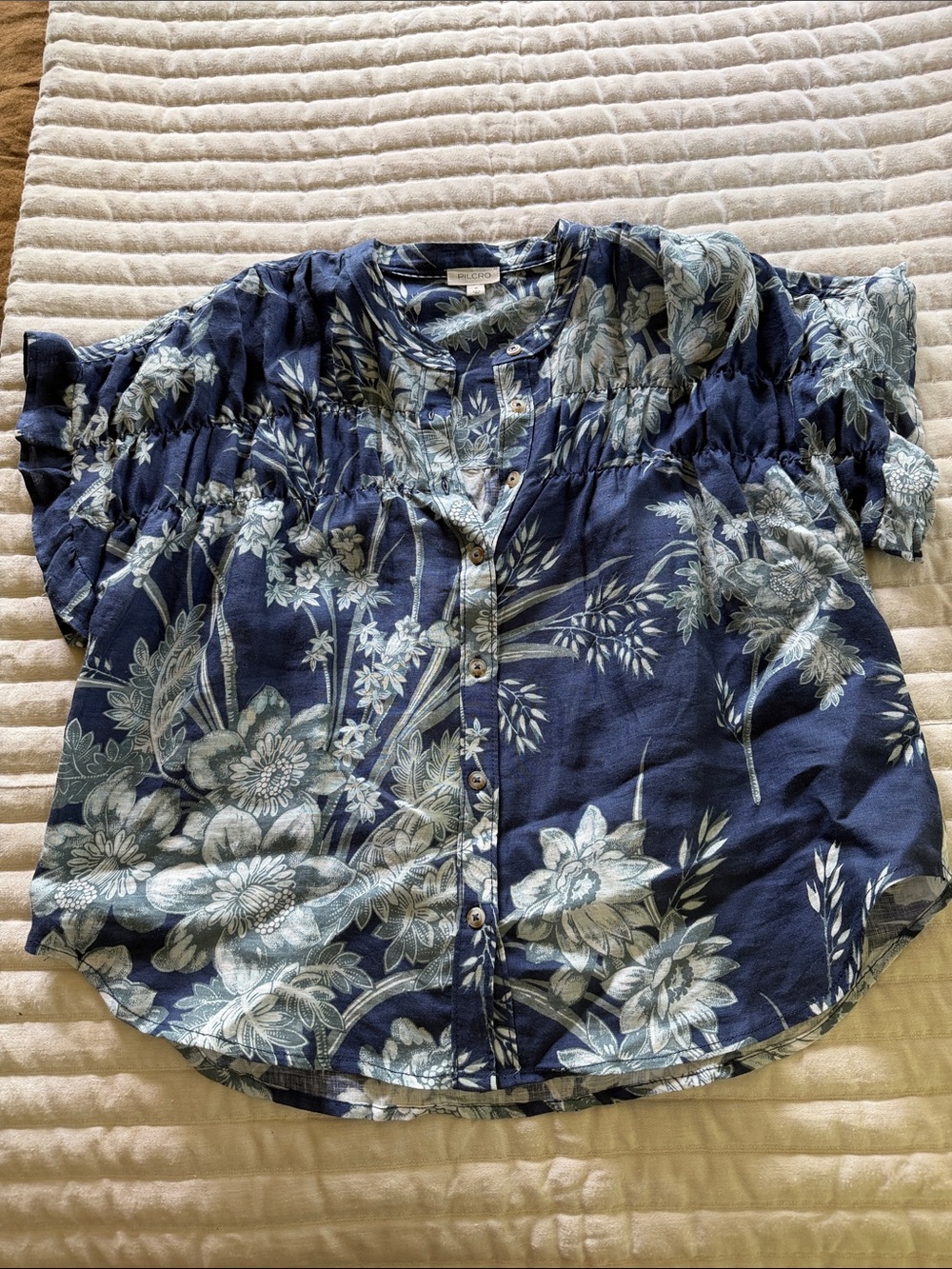Pilcro Navy Floral Button-Down Shirt